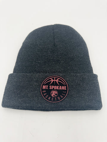 Mt. Spokane Dark Charcoal Beanie Cardinal Patch