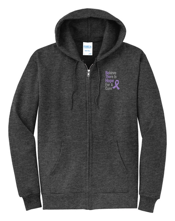 Full Zip Hooded Sweatshirt – Full Back Front Pocket Chemo Bags of Hope Logo