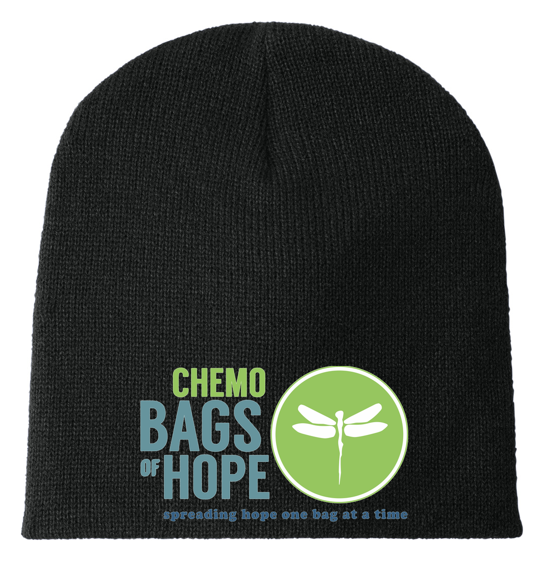 Knit Beanie – Front Chemo Bags of Hope Logo branded mockup 5