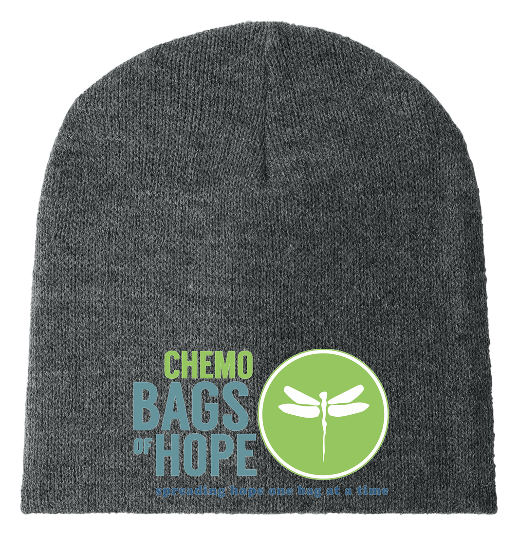 Knit Beanie – Front Chemo Bags of Hope Logo branded mockup 1