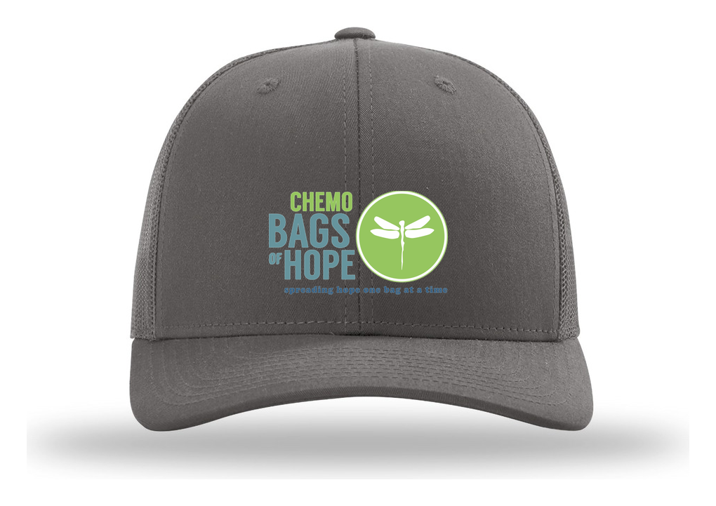 Richardson 112 Trucker Cap – Front Chemo Bags of Hope Logo branded mockup 1