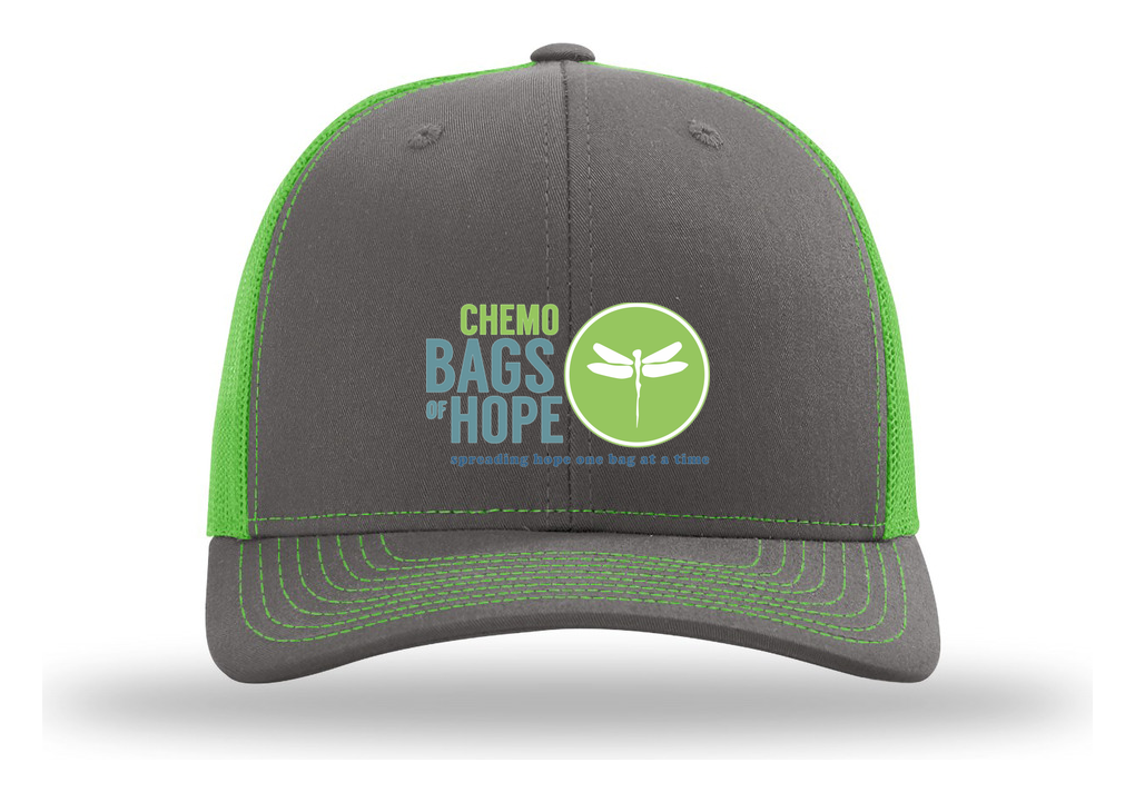 Richardson 112 Trucker Cap – Front Chemo Bags of Hope Logo branded mockup 3