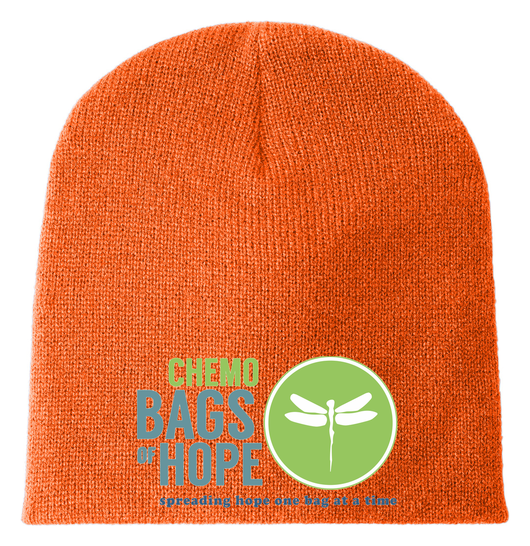 Knit Beanie – Front Chemo Bags of Hope Logo branded mockup 8