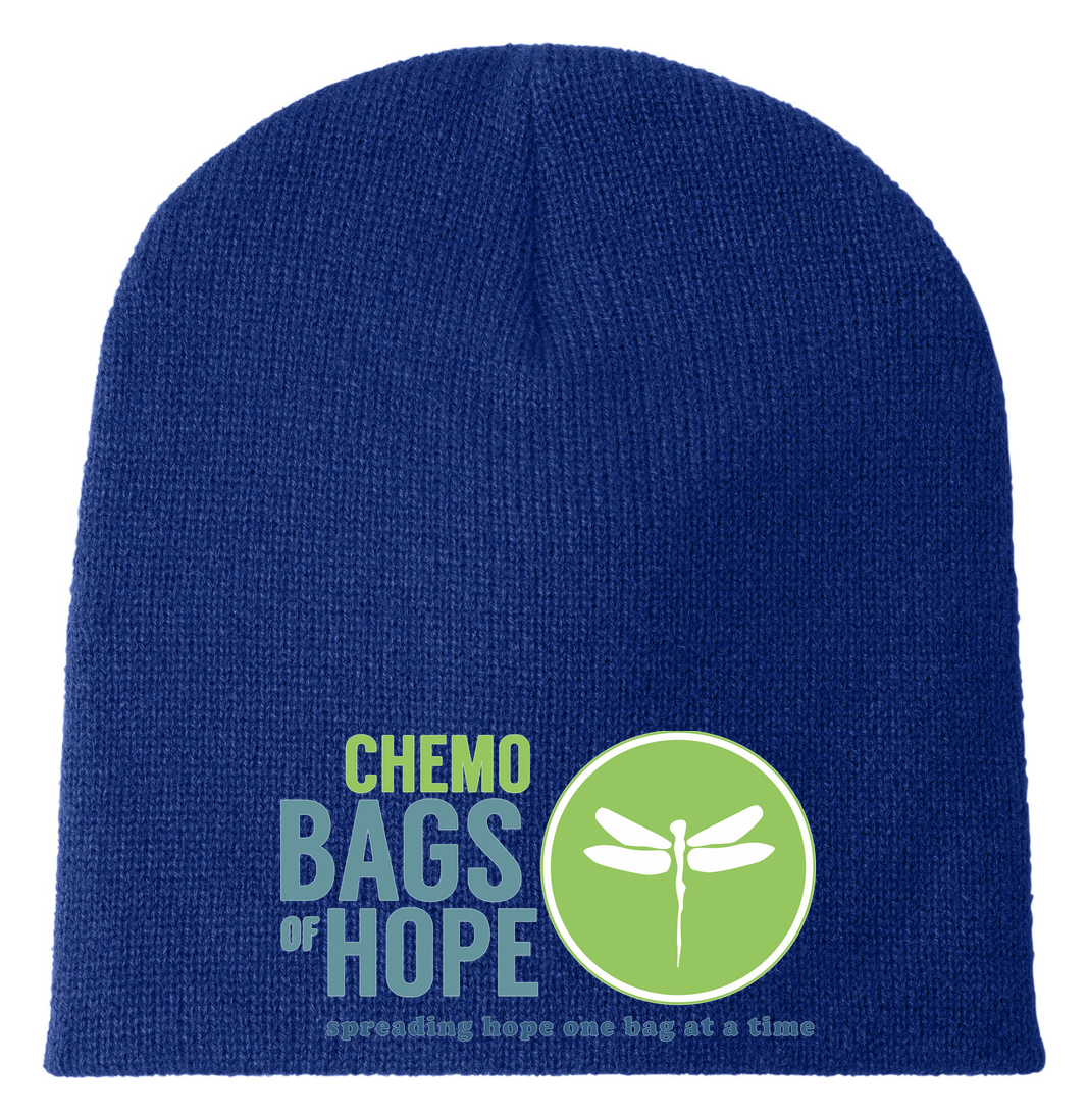 Knit Beanie – Front Chemo Bags of Hope Logo branded mockup 4