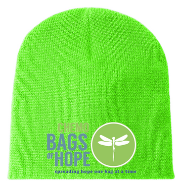 Knit Beanie – Front Chemo Bags of Hope Logo branded mockup 7