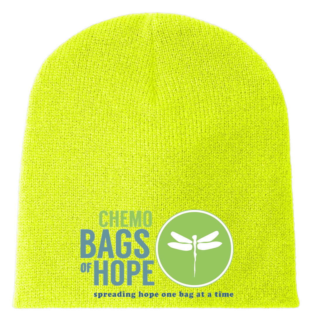 Knit Beanie – Front Chemo Bags of Hope Logo branded mockup 9